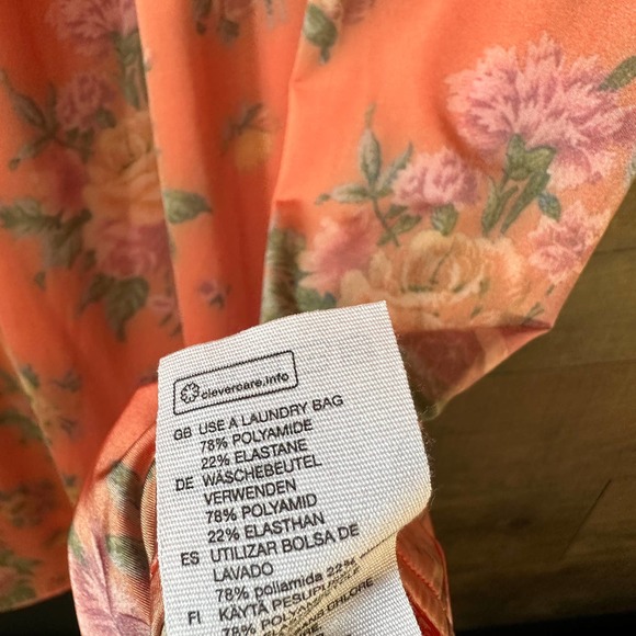 & Other Stories Peach Floral Ruched Long Sleeve Maxi Dress NEW Size 12 - Picture 7 of 10